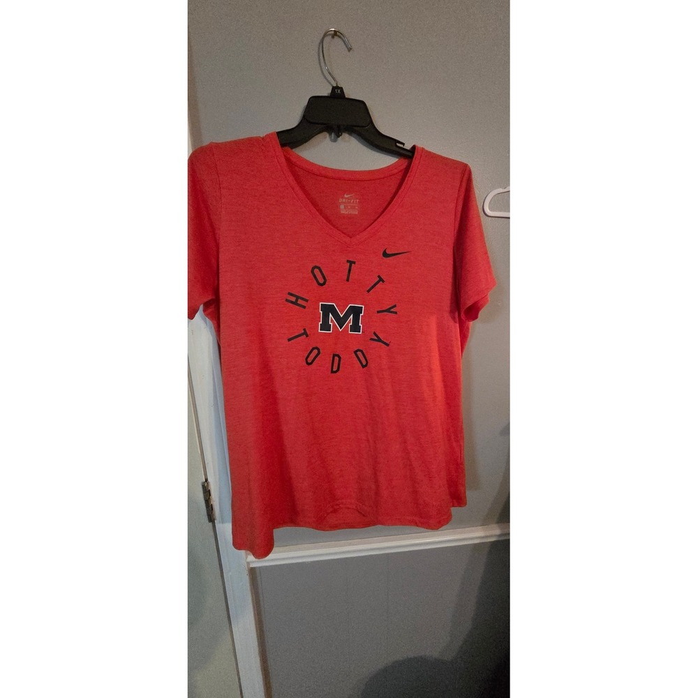 Nike Ole Miss Rebels Hotty Toddy Dri-FIT V-Neck T-Shirt Red Womens XL